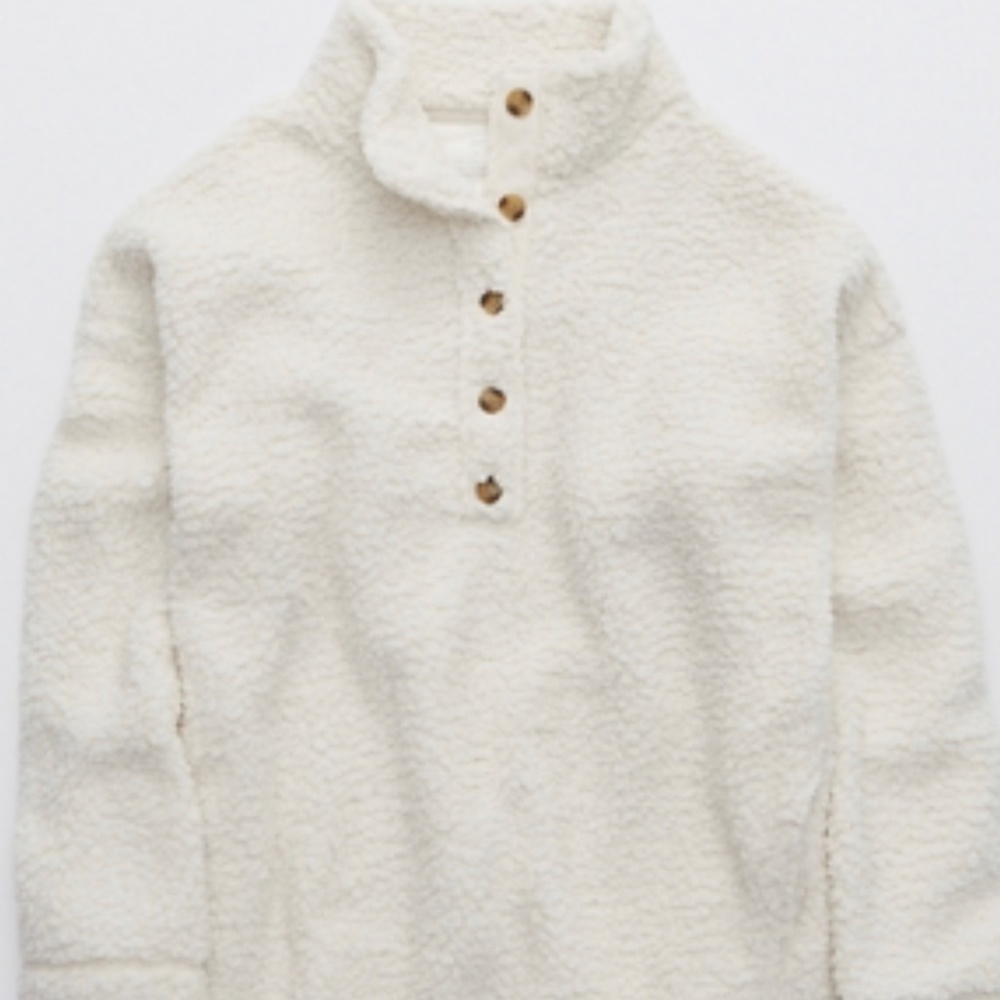 AERIE CLOUD SHERPA OVERSIZED BUTTON PULLOVER